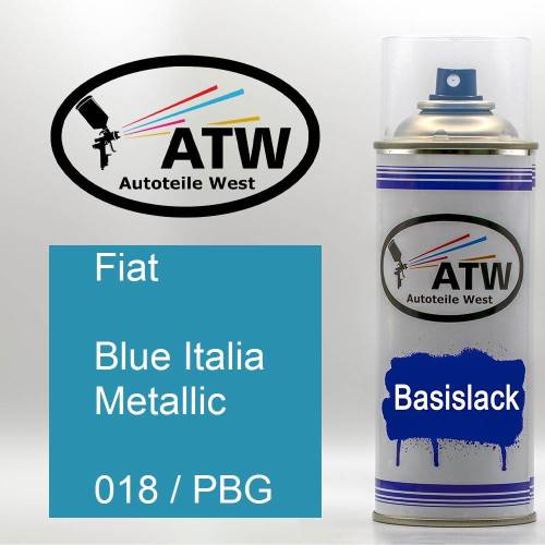 Fiat, Blue Italia Metallic, 018 / PBG: 400ml Sprühdose, von ATW Autoteile West.